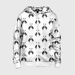 Толстовка на молнии детская Panda love - pattern, цвет: 3D-белый