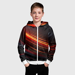Толстовка на молнии детская Яркая оранжевая полосы на черной абстракции, цвет: 3D-белый — фото 2