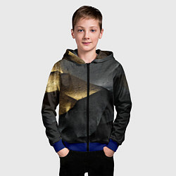 Толстовка на молнии детская Черная текстура с золотистым напылением, цвет: 3D-синий — фото 2