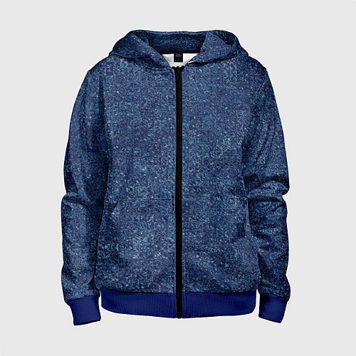 Детская толстовка на молнии Текстура тёмно-синий мелкие квадраты / 3D-Синий – фото 1