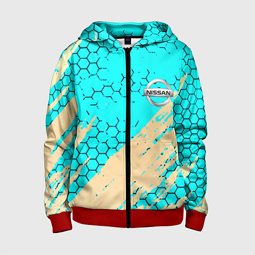 Детская толстовка на молнии Nissan текстура краски / 3D-Красный – фото 1
