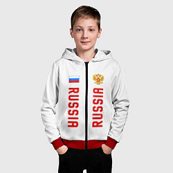 Толстовка на молнии детская Россия три полоски на белом фоне, цвет: 3D-красный — фото 2