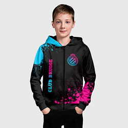 Толстовка на молнии детская Club Brugge - neon gradient вертикально, цвет: 3D-черный — фото 2