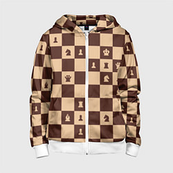Детская толстовка на молнии Коричневая шахматная доска