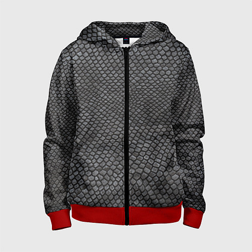 Детская толстовка на молнии Текстура змеиная кожа / 3D-Красный – фото 1