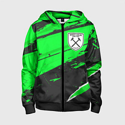 Толстовка на молнии детская West Ham sport green, цвет: 3D-черный