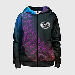 Толстовка на молнии детская PSV футбольная сетка, цвет: 3D-черный