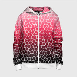 Толстовка на молнии детская Крупная мозаика розовый градиент, цвет: 3D-белый