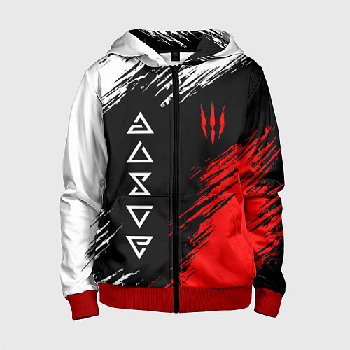 Детская толстовка на молнии Дикая охота и знаки / 3D-Красный – фото 1