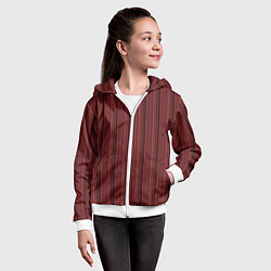 Толстовка на молнии детская Тёмно-красный в полоску, цвет: 3D-белый — фото 2