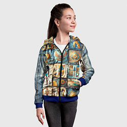 Толстовка на молнии детская Пэчворк из Египта, цвет: 3D-синий — фото 2