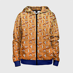 Толстовка на молнии детская Паттерн из милых лисят, цвет: 3D-синий