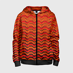 Толстовка на молнии детская Красные линии и чёрные полосы, цвет: 3D-черный