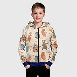 Толстовка на молнии детская Животные с инструментами, цвет: 3D-синий — фото 2