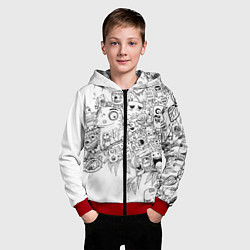 Толстовка на молнии детская Дудлы с хамелеоном, цвет: 3D-красный — фото 2