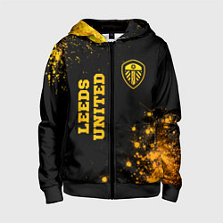 Толстовка на молнии детская Leeds United - gold gradient вертикально, цвет: 3D-черный