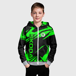 Толстовка на молнии детская Skoda - green uniform, цвет: 3D-меланж — фото 2