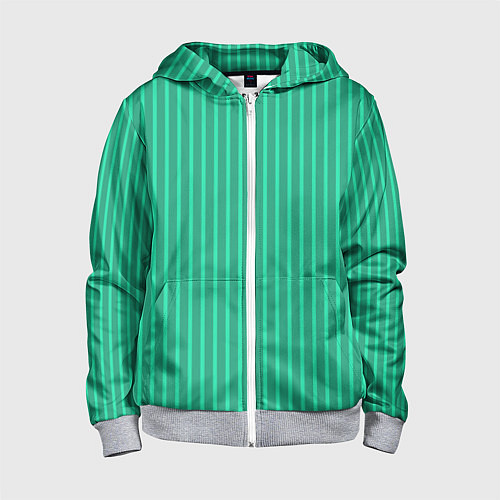 Детская толстовка на молнии Зелёный Крайола полосатый / 3D-Меланж – фото 1