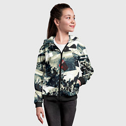 Толстовка на молнии детская День победы 9 мая и силуэты кадров с фронта, цвет: 3D-черный — фото 2