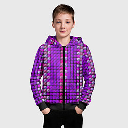 Толстовка на молнии детская Фиолетовые плитки, цвет: 3D-черный — фото 2