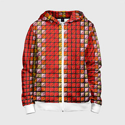 Толстовка на молнии детская Красные плитки, цвет: 3D-белый