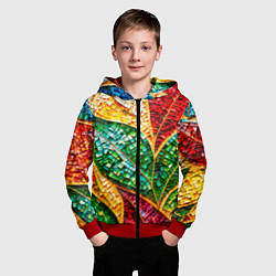 Толстовка на молнии детская Яркая мозаика с разноцветным абстрактным узором и, цвет: 3D-красный — фото 2
