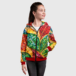 Толстовка на молнии детская Яркая мозаика с разноцветным абстрактным узором и, цвет: 3D-красный — фото 2