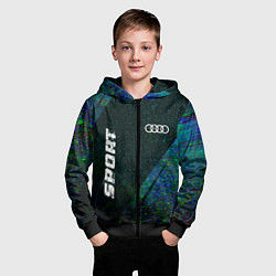 Толстовка на молнии детская Audi sport glitch blue, цвет: 3D-черный — фото 2