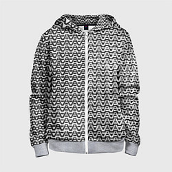 Толстовка на молнии детская Чёрно-белые волнистые линии, цвет: 3D-меланж