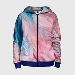 Толстовка на молнии детская Пастельно-голубые и розовые перья, цвет: 3D-синий