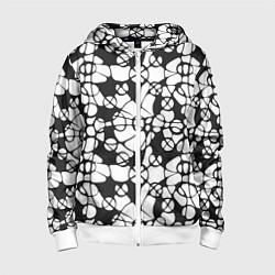Толстовка на молнии детская Абстрактный узор из кругов и овалов, цвет: 3D-белый