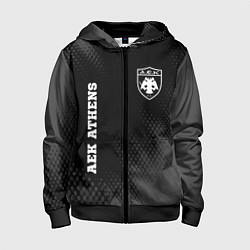 Толстовка на молнии детская AEK Athens sport на темном фоне вертикально, цвет: 3D-черный
