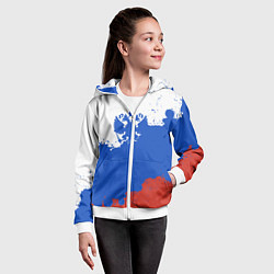Толстовка на молнии детская Российский триколор и герб, цвет: 3D-белый — фото 2