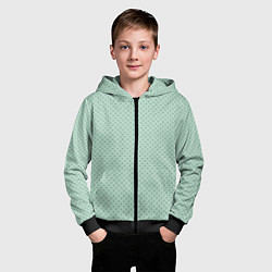 Толстовка на молнии детская Пастельный бирюзовый паттерн в мелкие ромбики, цвет: 3D-черный — фото 2