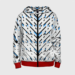 Толстовка на молнии детская Black and blue stripes on a white background, цвет: 3D-красный