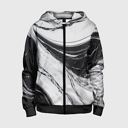 Толстовка на молнии детская Мрамор черно-белый, цвет: 3D-черный