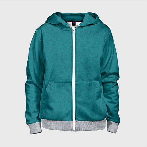 Детская толстовка на молнии Сине-зелёный однотонный текстурированный / 3D-Меланж – фото 1