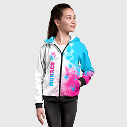 Толстовка на молнии детская Monaco neon gradient style по-вертикали, цвет: 3D-черный — фото 2