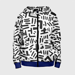 Толстовка на молнии детская Паттерн линиями, цвет: 3D-синий