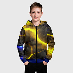 Толстовка на молнии детская Желтое неоновое свечение, цвет: 3D-синий — фото 2