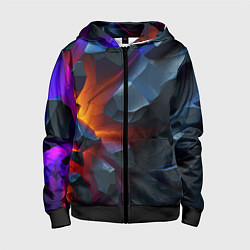 Толстовка на молнии детская Объемные камни в разломе, цвет: 3D-черный