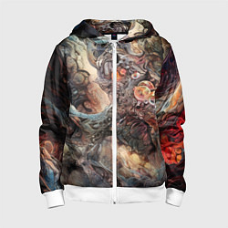 Толстовка на молнии детская Бесконечный хаос, цвет: 3D-белый