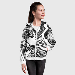 Толстовка на молнии детская Абстрактная черно-белая, цвет: 3D-белый — фото 2