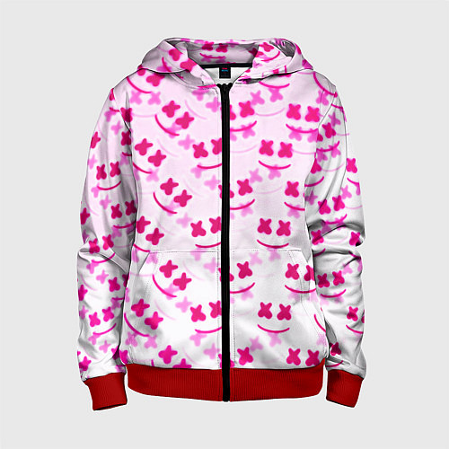 Детская толстовка на молнии Marshmello pink colors / 3D-Красный – фото 1