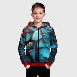 Толстовка на молнии детская Синие объемные плиты, цвет: 3D-красный — фото 2