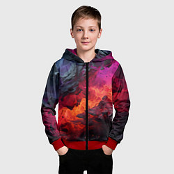 Толстовка на молнии детская Яркий абстрактный путь, цвет: 3D-красный — фото 2