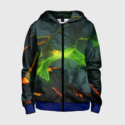 Толстовка на молнии детская Неоновая яркая геометрическая абстракция со светом, цвет: 3D-синий