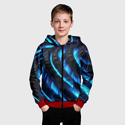 Толстовка на молнии детская Неоновая яркая геометрическая абстракция со светом, цвет: 3D-красный — фото 2