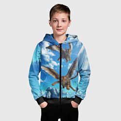 Толстовка на молнии детская Летающие тигрята, цвет: 3D-черный — фото 2