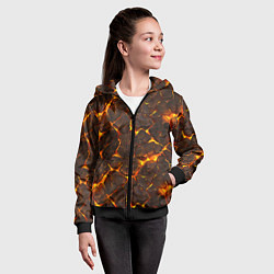Толстовка на молнии детская Элементаль магмы текстура, цвет: 3D-черный — фото 2